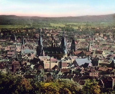 Udsigt til byen Aachen med dens katedral i byens centrum af Unbekannter Künstler