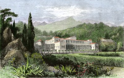 Villa de Plinius den Unge (på latin Caius Plinius Caecilius Secundus, 61-114), romersk forfatter og politiker, Antikkens Rom af Unbekannter Künstler