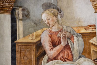 Jomfru Maria, detalje af bebudelsen af Unbekannter Künstler