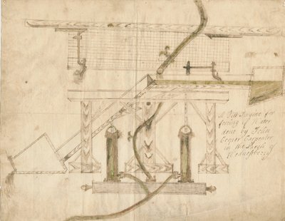 Wednesbury - A Tilt Engine: pen- og blæktegning, nd [c 1710] af Unbekannt
