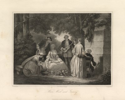 Vin, kvinder og sang, Triest, ca. 1850 (gravering) af Unbekannter Künstler