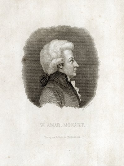 Wolfgang Amadeus Mozart gravering. af Unbekannt