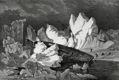 Vraget af Hansa knust af is, oktober 1869, Ishavet, Anden tyske nordpolarekspedition af William M. Timlin
