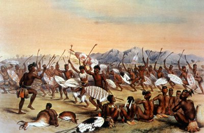Zulu hunting dance, c.1848-1849 (engraving) af Unbekannter Künstler
