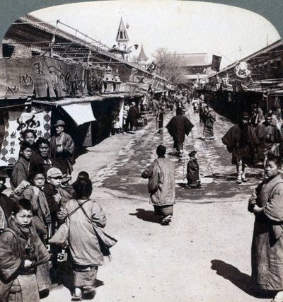 Asakusa Street, Tokyo, Japan, 1896 af Underwood and Underwood