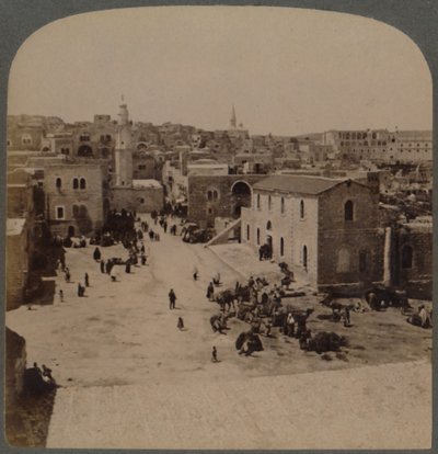 Bethlehem i Judæa, Jesu fødested, Palæstina, 1896. af Underwood and Underwood