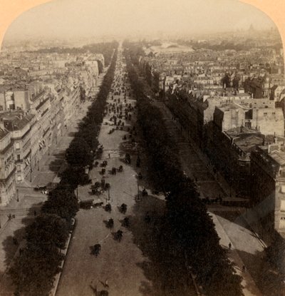 Champs Elysees, den foretrukne køretur i Paris, Frankrig, 1894. af Underwood and Underwood