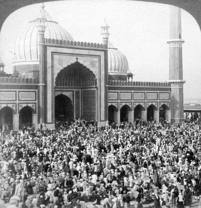 Fastedag i Jumma Musjid, Delhi, Indien, 1903. af Underwood and Underwood
