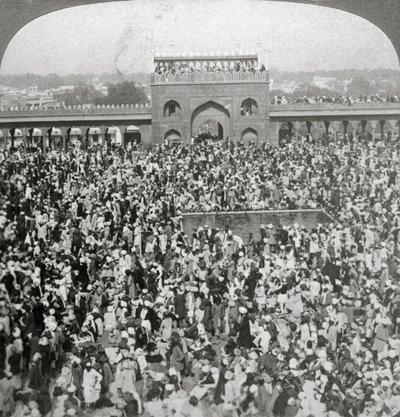 I domstolen i Jumma-moskeen, Delhi, Indien, 1903. af Underwood and Underwood