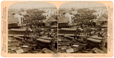 Ser ned ad Perlefloden Zhu Jiang ved Canton Guangzhou, Kina, 1900 af Underwood and Underwood