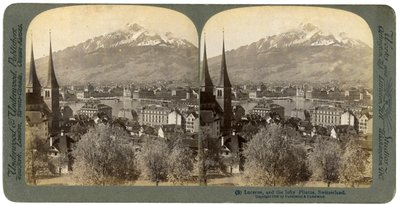 Luzern og Pilatus-bjerget, Schweiz, 1903. af Underwood and Underwood