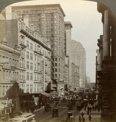 Skyskrabere, Randolph Street, Chicago, Illinois, USA, ca. slutningen af det 19. århundrede. af Underwood and Underwood