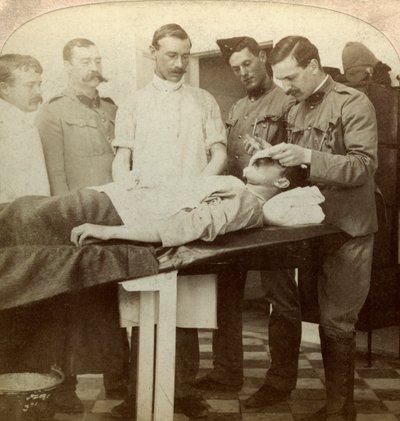 Soldat, der faldt ved fronten, Wynberg Hospital, Cape Town, Sydafrika, Boer War, 1899-1902 af Underwood and Underwood