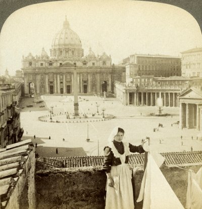 Peterspladsen og Basilikaen og Vatikanet, Rom, Italien. af Underwood and Underwood