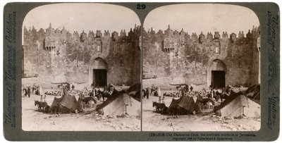 Damaskus-porten, den nordlige indgang til Jerusalem, Palæstina, 1896. af Underwood and Underwood