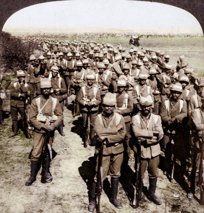 Guards Brigade på march til Kroonstad, Sydafrika, Boer War, 1900. af Underwood and Underwood