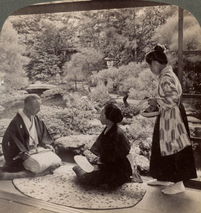 Haverne i hjemmet til hr. Y Namikawa, leder i kunstindustrien, Kyoto, Japan, 1904 af Underwood and Underwood