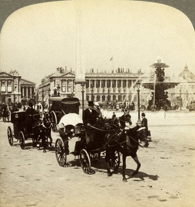 Obelisken og springvandet, Place de la Concorde, Paris, Frankrig, 1800-tallet. af Underwood and Underwood