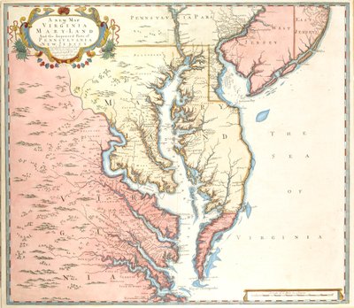 Et nyt kort over Virginia og Maryland og de forbedrede dele af Pennsylvania og New Jersey af Unidentified