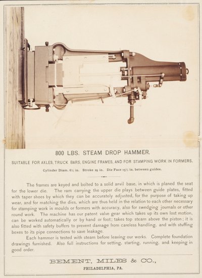 [Steam Drop Hammer, Bement, Miles and Company, Philadelphia]. af Unidentified