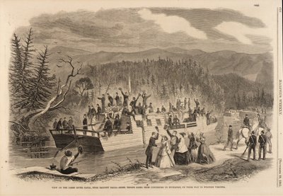 Udsigt over James River-kanalen nær Balcony Falls. -Oprørstropper på vej fra Lynchburg til Buchanan, på vej til det vestlige Virginia, fra Harper
