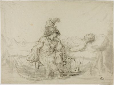 Achilles sørgende Patroklos af Unknown