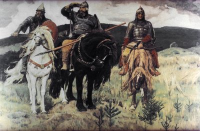 Bogatiri (Heltene) og Victor Mikhailovich Vasnetsov, 1898. af Unknown