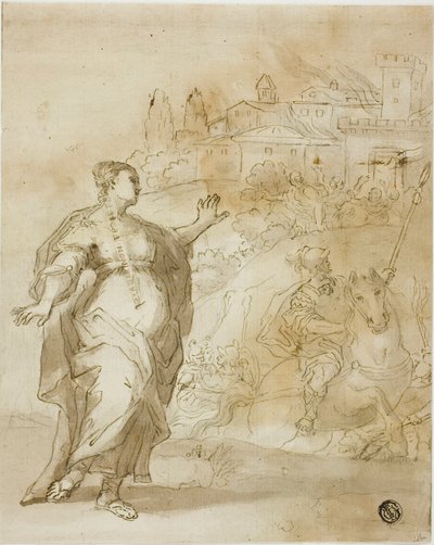 Cassandra før den brændende by Troja af Unknown