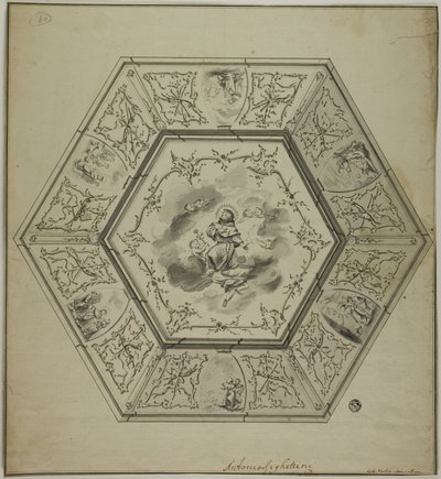 Loftdesign med Sankt Antonius af Padua omgivet af episoder fra hans liv og symboler på apostlenes martyrium af Unknown
