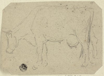 Kogræsning (recto); Hoved af et dyr (verso) af Unknown