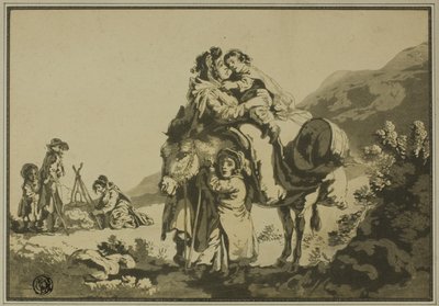Familie af rejsende hviler sig af Unknown