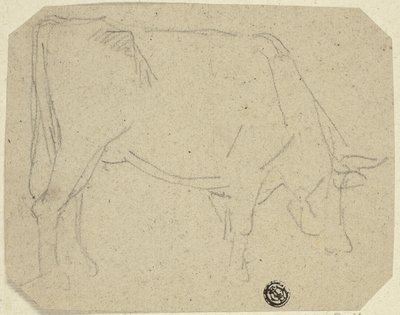 Græssende ko (drejet til højre) (recto); Bagparten af en hest (verso) af Unknown