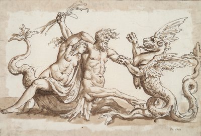 Nereid og Triton kæmper mod en Griffon af Unknown