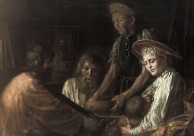 Bønder spiser middag et maleri af Mikhail Shibanov, 1774. af Unknown