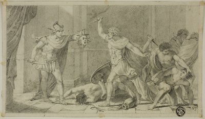 Perseus konfronterer Phineas og hans tilhængere med Head of Medusa af Unknown