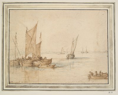 Sejlbåde for anker i roligt vand af Unknown