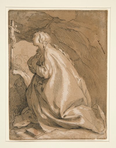 Sankt Maria Magdalena i hulen mod venstre af Unknown