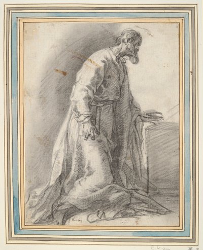 Hellig figur knælende af Unknown