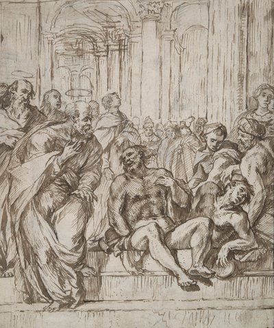 De hellige Peter og Paul helbreder den lamme mand af Unknown