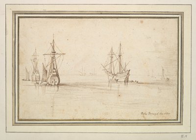 Søgående fartøjer for anker i roligt vand af Unknown