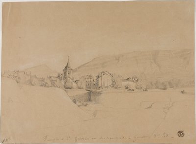 Saint-Gervais-kirken set fra voldene i Genève af Unknown