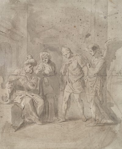 Tobit og englen forlader sine forældre af Unknown