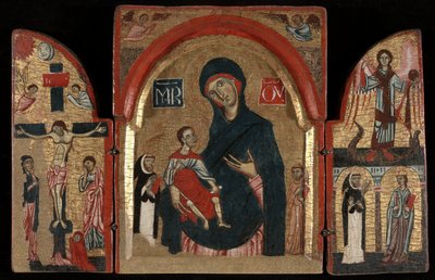 Triptykon: Jomfru og barn med de hellige Dominic og Frans; Korsfæstelsen; Sankt Michael med de hellige Peter Martyr og Catherine af Alexandria af Unknown