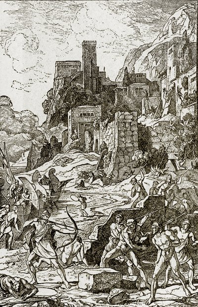 Vikinger angriber kelterne, illustration fra The Story of Man af J.W. Buel af Unknown