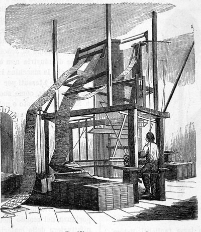 1801 Jacquard vævevæv. 1800-tals gravering. af Unknown artist