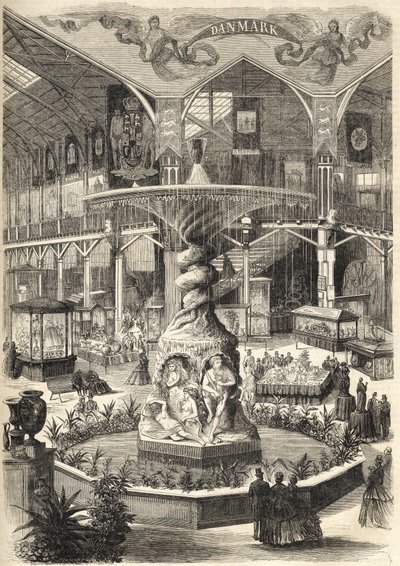 1866 Stockholm Expo - kunst- og industriel kunstudstilling - Stockholmsutstallningen 1866 - Stockholm - Store udstilling af kunst og industri - The Great Nef - Fontaine Molin - af Unknown artist