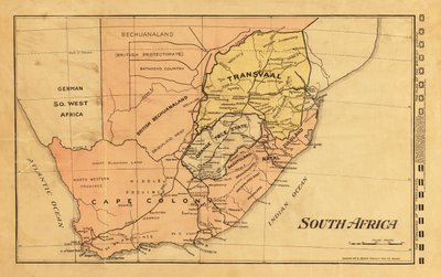 1899 kort over Sydafrika under Anden Boerkrig (farvegravering) af Unknown artist