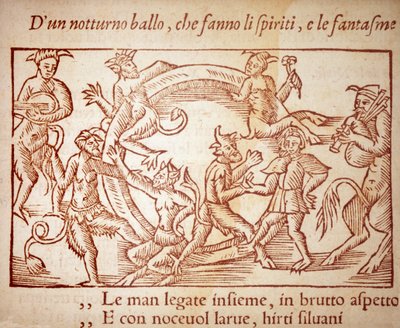 En sabbat, indgravering af Olaus Magnus (1490-1557), svensk religiøs og geograf, -i "History of the Northern Nation" af Unknown artist