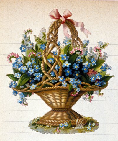 En kurv med blomster af Unknown artist