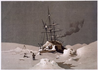 En båd fanget i is - i "The shores of the polar sea, an Arctic expedition narration", af Dr. Edward Moos, Marcus Nard & Co, London af Unknown artist